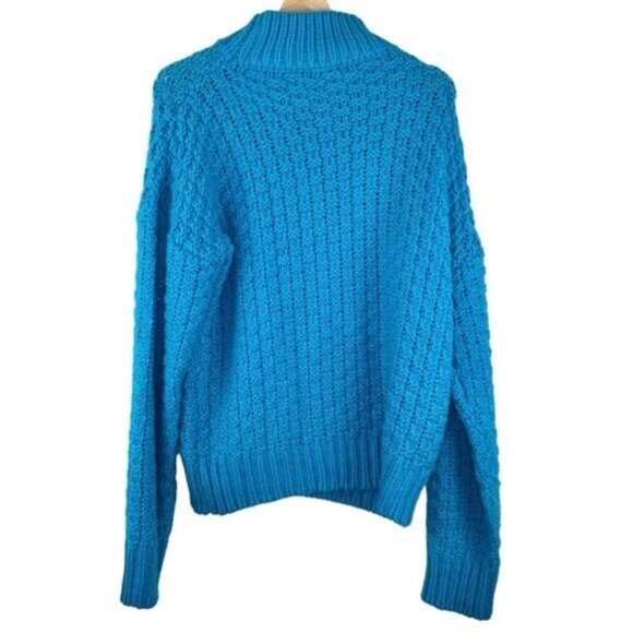 Vici Chunky Knit Pullover Kerri Mockneck Sweater in Aqua Blue - Picture 5 of 5